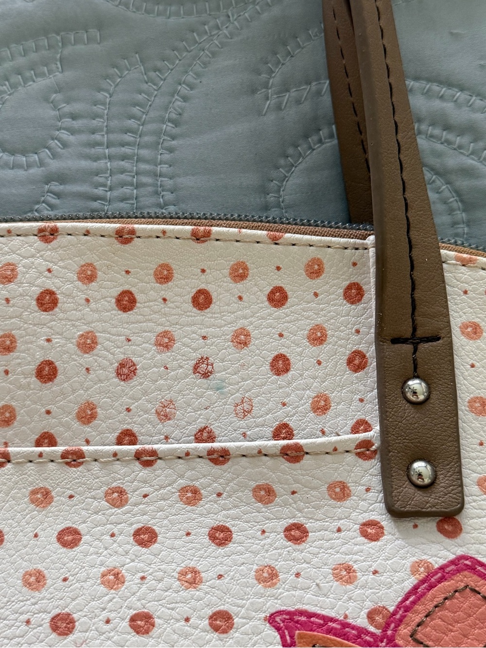 Relic Pink and Peach Tulip Appliqué Tote - Picture 10 of 10